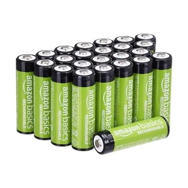 Amazon Basics confezione da 24 batterie AA NiMH ricaricabili, 2000 mAh, 1,2 V, ricaricabili fino a 1000 volte, precaricate