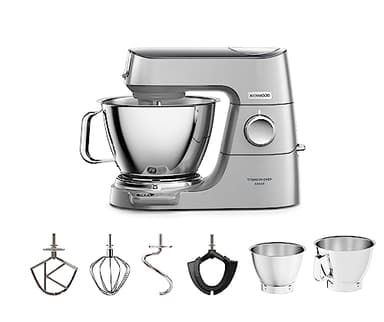 Kenwood KVC85.004SI TITANIUM CHEF BAKER Impastatrice con Bilancia Integrata, MODELLO 2023, IN Dotazione Doppia Ciotola da 5L e da 3,5L, Schermo LCD con Timer e 4 utensili, Cover intercambiabile