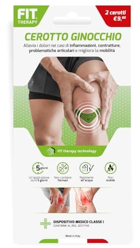 FIT THERAPY – Cerotti Antidolorifici e Antinfiammatori Ginocchio - Per Tendinite, Gonalgia, Artrosi e Dolori Articolari – NON SCALDA, Impermeabile, Senza Farmaci, Dura 5 Giorni (2 Cerotti)