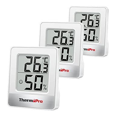 ThermoPro TP49-3 Piccolo Igrometro Digitale Termometro Interno Termometro Dell'atmosfera Monitor di Temperatura e Umidometro per il Comfort Home Office Termometro di Rettile, 3 Pezzi