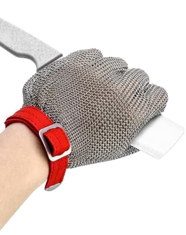 QWORK® Guanti Antitaglio - Protezione di Livello 5 - Acciaio inossidabile 316L - Guanti da Lavoro Alte Prestazioni per Cucina, Giardino e Falegnameria (M, 1 Pezzo)