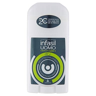 Infasil Deodorante Stick Uomo Derma 48H Dry, Anti-Umidità, Agisce Contro il Sudore in Eccesso, con Molecola 2C che Assorbe il sudore, Efficacia fino a 48H, 40 ml