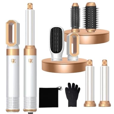 MogaWave Airbrush Air Styler Pro 6 in 1 Hair Styler set con Spazzola Asciugacapelli, Spazzola Phon per Capelli, Spazzola Aria Calda, Phon Arricciacapelli ad aria, Ricci, Volumizzant, Liscio