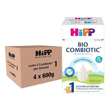 HiPP - Latte 1 Bio Combiotic in Polvere, Neonato, dalla Nascita Fino al 6 Mese, Latte in Polvere per Neonati HiPP Combiotic 1, 4 Confezioni da 600 gr
