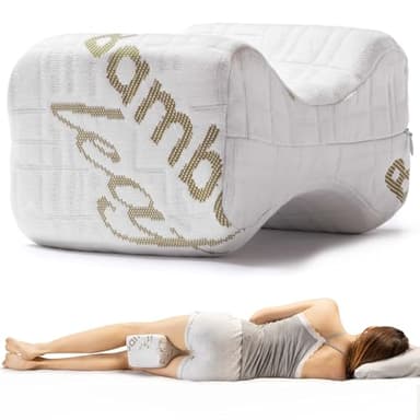 Cuscino per Gambe e Ginocchia per Dormire sul Fianco Riposa Di Lato Gambe e Schiena in Memory Foam e Bambù Supporto Ortopedico e Anatomico Lombare per Problemi Posturali Sfoderabile e Lavabile