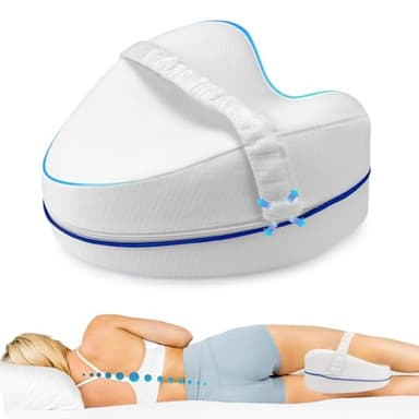 Kawaology Cuscino per ginocchia per chi dorme sul fianco, cuscino ortopedico per gambe per dormire senza dolore, cuscino ergonomico in memory foam viscoelastico I rivestimento traspirante (bianco)