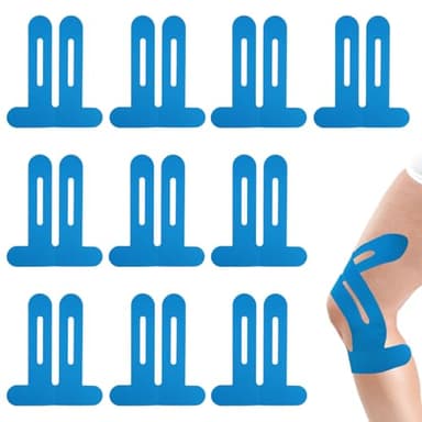 10 Pezzi Blu di Nastro Kinesiologico, Impermeabile ed Elastico, Nastro Kinesiologico Pretagliato per Ginocchio, Precut Kinesiotapes Pretagliati Knee per Dolore Ginocchio Protezione del Durante Sport