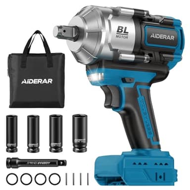 AIDERAR 1500Nm Avvitatore a Impulsi Senza Filo 18V per Batteria Makita, 1/2" Utensile a 3 Velocità, Alta Coppia, Motore Senza Spazzole per Rimozione Pneumatici, Viti Arrugginite (Senza Batteria)