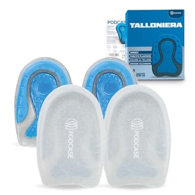 Podcase - Set Di 4 Talloniere In Silicone Plantare Ortopedico Per Correggere Fascite Plantare E Spina Calcaneare - Solette Gel Unisex Per Tallonite E Spina Calcaneare (Grigio, S(35-40))