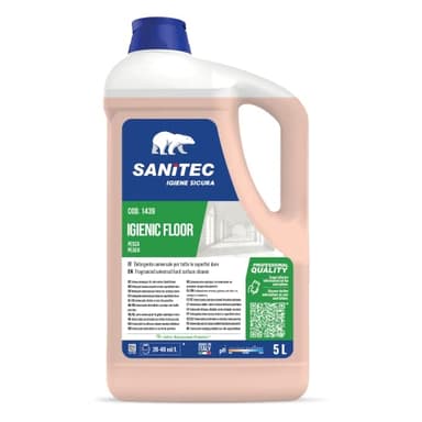 Sanitec, Igienic Floor, Detergente Universale Sgrassante Concentrato con Azione Igienizzante e Profumato alla Pesca, Attivo su Qualsiasi Tipo di Sporco, Made in Italy, 5 L