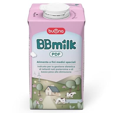 Buona Latte per neonati liquido BBmilk PDF 500ml, Post Dimissione per Neonati Prematuri e/o di Basso Peso, Alimento a Fini Medici Speciali, Pronto all'Uso, Con Lattoferrina, HMO, GOS, DHA, Nucleotidi