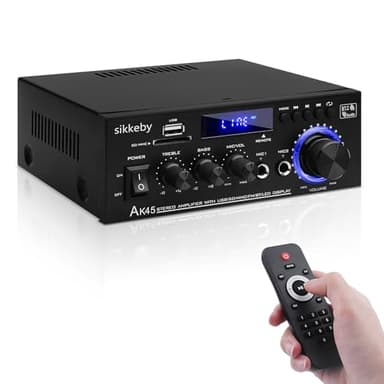 Hi-Fi Audio Amplificatore,600W 2.0CH Bluetooth 5.0 Amplificatore di Potenza Audio,AK45 40W×2 Uscita Max Ricevitore Stereo Amp per Home Theater,Altoparlante Auto W/Mic USB FM Radio