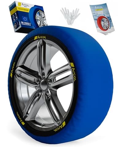 ARCOL Calze da Neve Omologate Italia EN 16662-1 - Due Catene da Neve in Tessuto per Auto. Snow Sock Taglia XL per R14 - R22 (Misure per Pneumatici Dettagliate all'Interno) (Nova, XL)