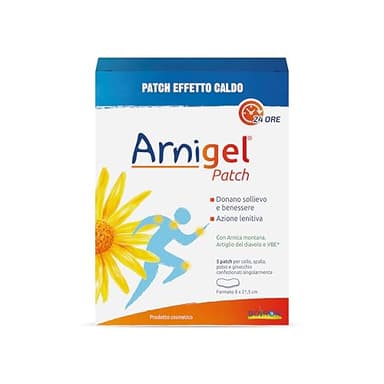 Arnigel Patch - Patch Cosmetico con Effetto Caldo, Azione Lenitiva 24 Ore, Dona Sollievo a Collo e Spalle, a Base di Arnica Montana e Artiglio del Diavolo - Confezione da 5 pezzi