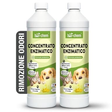 Bio-Chem - Detergente enzimatico concentrato 2L - Combatte gli odori ostinati e le macchie - Azione probiotica naturale per tappeti, tessuti e superfici