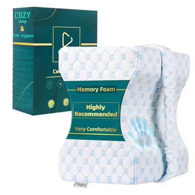 Ecosafeter Cuscino per Gambe e Ginocchia Memory Foam-Aiuto Posizione Corretta per Dormire Combatte i Dolori Lombari, alle Anche, Ginocchia e Nervo Sciatico-Federa sfoderabile e lavabile