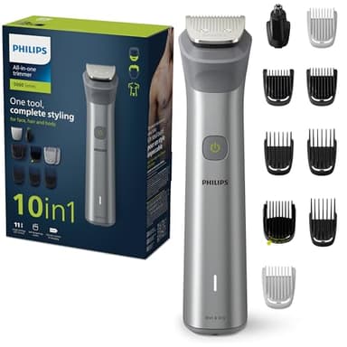 Philips Multigroom serie 5000, rasoio all-in-one, regolabarba e tagliacapelli da 10 pezzi per testa, barba, viso, corpo, naso e orecchie, 11 impostazioni di lunghezza, modello MG5917/15