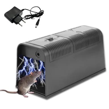 Trappola elettrica per ratti e topi, trappola elettrica extra grande da 5000V, trappola elettronica per ratti con adattatore, trappola professionale per topi adatta per l'eliminazione di topi, ratti e