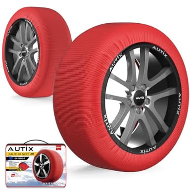 LEIVESTE AUTIX-Calze da Neve Omologate Italia EN 16662-1 2020 2 Catene da Neve in Tessuto per Auto,Montaggio Facile in 2 Minuti (M)