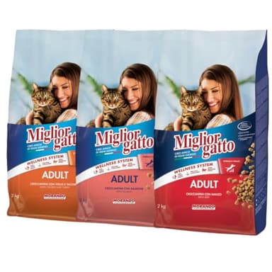 Miglior Gatto Croccantini per Gatti, 6 kg, 3 Gusti Assortiti (Pollo/Tacchino, Salmone, Manzo)