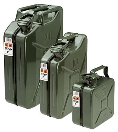 TANICA IN METALLO TIPO MILITARE OMOLOGATA PER BENZINA O DIESEL ANTISCOPPIO 10 LITRI FERVI 0189/10C