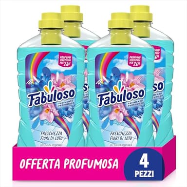 Fabuloso Detersivo Pavimenti Fiori di Loto 950ml | Detergente Multiuso | 100% Pulizia Istantanea | Profumo per 24 ore | Formula Biodegradabile al 94% | 99% Ingredienti di Origine Naturale