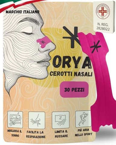 ORYA, 30 Cerotti Nasali Antirussamento e per lo Sport, Dilatatore Nasale per Respirare Meglio, Riduce il Russamento, Rosa