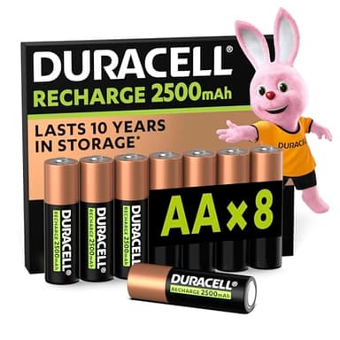 Duracell Batterie Ricaricabili AA (confezione da 8), 2500 mAh NiMH, pre-caricate, le nostre batterie n.1 per lunga durata