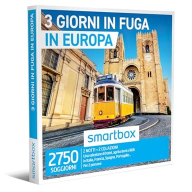 Smartbox Cofanettoregalo 3 giorni in fuga in Europa, Idea regalo per la coppia, Due notti con colazione per 2 persone